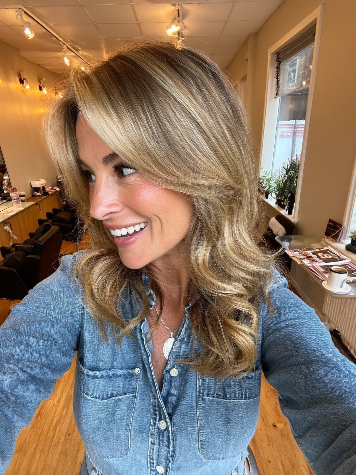 Long Honey Blonde Balayage Layered Waves